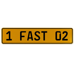 1 FAST 02  - Yellow Aluminum Street Sign Mancave Euro Plate Name Door Sign Wall