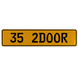 35 2DOOR  - Yellow Aluminum Street Sign Mancave Euro Plate Name Door Sign Wall
