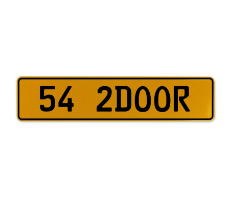 54 2DOOR  - Yellow Aluminum Street Sign Mancave Euro Plate Name Door Sign Wall
