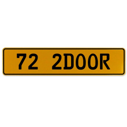 72 2DOOR  - Yellow Aluminum Street Sign Mancave Euro Plate Name Door Sign Wall