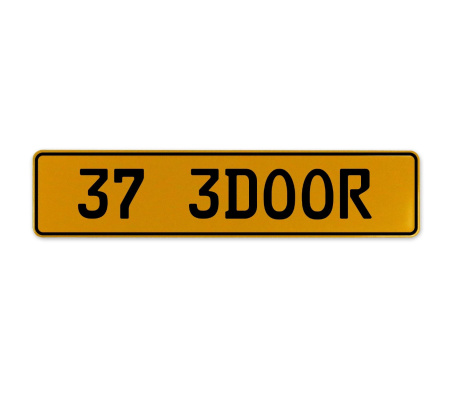 37 3DOOR  - Yellow Aluminum Street Sign Mancave Euro Plate Name Door Sign Wall