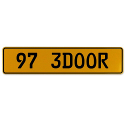 97 3DOOR  - Yellow Aluminum Street Sign Mancave Euro Plate Name Door Sign Wall