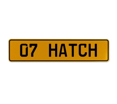 07 HATCH  - Yellow Aluminum Street Sign Mancave Euro Plate Name Door Sign Wall