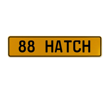 88 HATCH  - Yellow Aluminum Street Sign Mancave Euro Plate Name Door Sign Wall