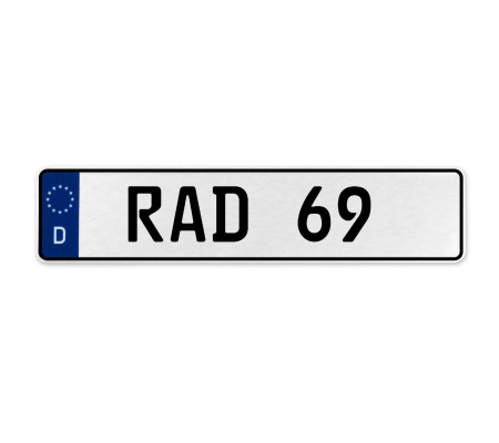 RAD 69  - White Aluminum Street Sign Mancave Euro Plate Name Door Sign Wall Art
