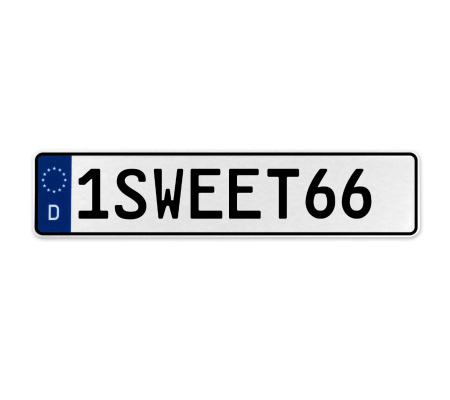 1SWEET66  - White Aluminum Street Sign Mancave Euro Plate Name Door Sign Wall
