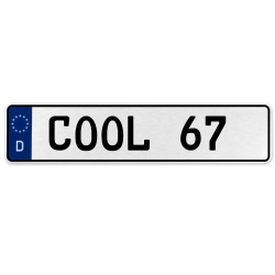 COOL 67  - White Aluminum Street Sign Mancave Euro Plate Name Door Sign Wall