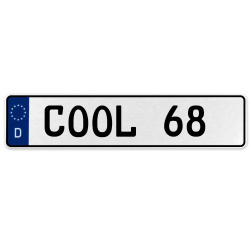 COOL 68  - White Aluminum Street Sign Mancave Euro Plate Name Door Sign Wall