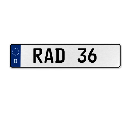 RAD 36  - White Aluminum Street Sign Mancave Euro Plate Name Door Sign Wall Art