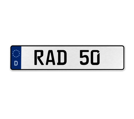RAD 50  - White Aluminum Street Sign Mancave Euro Plate Name Door Sign Wall Art