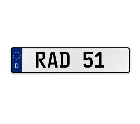 RAD 51  - White Aluminum Street Sign Mancave Euro Plate Name Door Sign Wall Art
