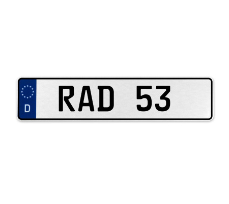 RAD 53  - White Aluminum Street Sign Mancave Euro Plate Name Door Sign Wall Art