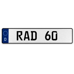 RAD 60  - White Aluminum Street Sign Mancave Euro Plate Name Door Sign Wall Art