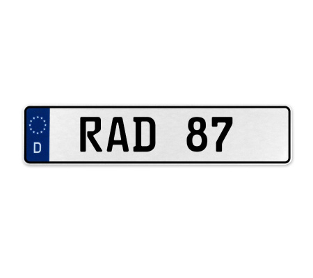 RAD 87  - White Aluminum Street Sign Mancave Euro Plate Name Door Sign Wall Art