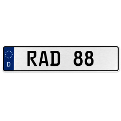 RAD 88  - White Aluminum Street Sign Mancave Euro Plate Name Door Sign Wall Art