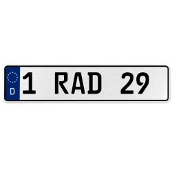 1 RAD 29  - White Aluminum Street Sign Mancave Euro Plate Name Door Sign Wall
