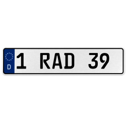 1 RAD 39  - White Aluminum Street Sign Mancave Euro Plate Name Door Sign Wall