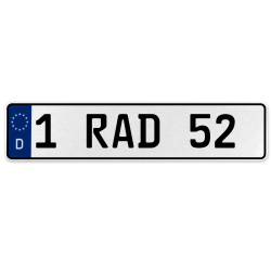 1 RAD 52  - White Aluminum Street Sign Mancave Euro Plate Name Door Sign Wall