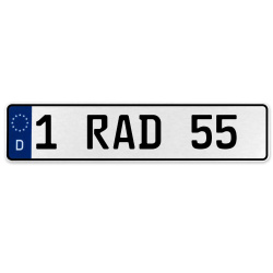 1 RAD 55  - White Aluminum Street Sign Mancave Euro Plate Name Door Sign Wall