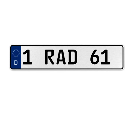 1 RAD 61  - White Aluminum Street Sign Mancave Euro Plate Name Door Sign Wall