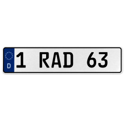 1 RAD 63  - White Aluminum Street Sign Mancave Euro Plate Name Door Sign Wall