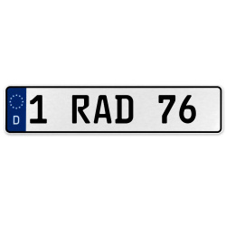 1 RAD 76  - White Aluminum Street Sign Mancave Euro Plate Name Door Sign Wall