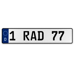 1 RAD 77  - White Aluminum Street Sign Mancave Euro Plate Name Door Sign Wall