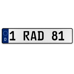 1 RAD 81  - White Aluminum Street Sign Mancave Euro Plate Name Door Sign Wall