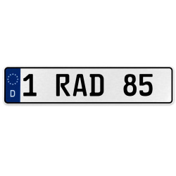 1 RAD 85  - White Aluminum Street Sign Mancave Euro Plate Name Door Sign Wall