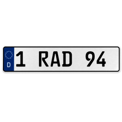 1 RAD 94  - White Aluminum Street Sign Mancave Euro Plate Name Door Sign Wall