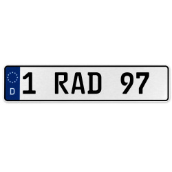 1 RAD 97  - White Aluminum Street Sign Mancave Euro Plate Name Door Sign Wall