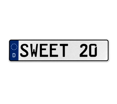 SWEET 20  - White Aluminum Street Sign Mancave Euro Plate Name Door Sign Wall