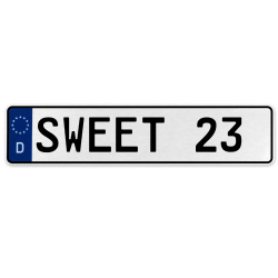 SWEET 23  - White Aluminum Street Sign Mancave Euro Plate Name Door Sign Wall