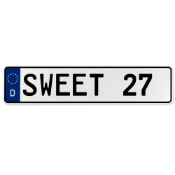 SWEET 27  - White Aluminum Street Sign Mancave Euro Plate Name Door Sign Wall