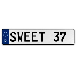 SWEET 37  - White Aluminum Street Sign Mancave Euro Plate Name Door Sign Wall