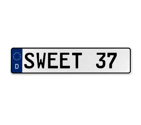 SWEET 37  - White Aluminum Street Sign Mancave Euro Plate Name Door Sign Wall
