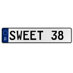 SWEET 38  - White Aluminum Street Sign Mancave Euro Plate Name Door Sign Wall