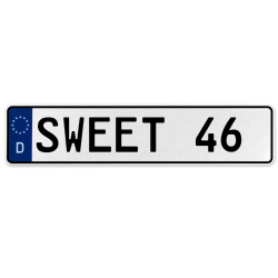SWEET 46  - White Aluminum Street Sign Mancave Euro Plate Name Door Sign Wall