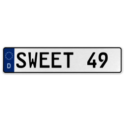 SWEET 49  - White Aluminum Street Sign Mancave Euro Plate Name Door Sign Wall