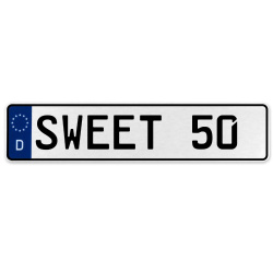 SWEET 50  - White Aluminum Street Sign Mancave Euro Plate Name Door Sign Wall