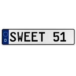 SWEET 51  - White Aluminum Street Sign Mancave Euro Plate Name Door Sign Wall