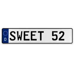SWEET 52  - White Aluminum Street Sign Mancave Euro Plate Name Door Sign Wall