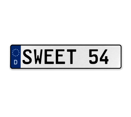 SWEET 54  - White Aluminum Street Sign Mancave Euro Plate Name Door Sign Wall