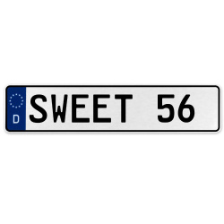 SWEET 56  - White Aluminum Street Sign Mancave Euro Plate Name Door Sign Wall