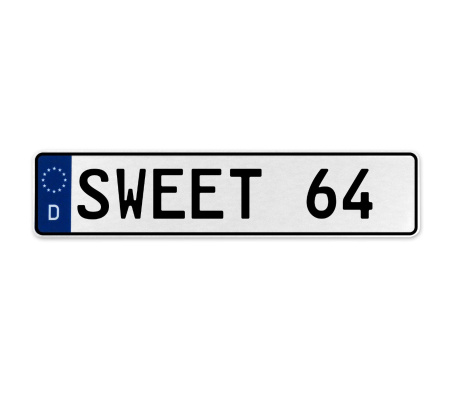 SWEET 64  - White Aluminum Street Sign Mancave Euro Plate Name Door Sign Wall