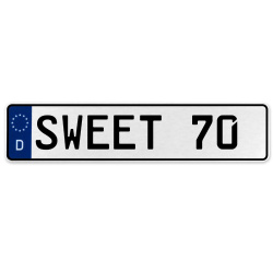 SWEET 70  - White Aluminum Street Sign Mancave Euro Plate Name Door Sign Wall