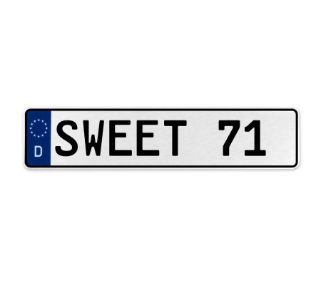 SWEET 71  - White Aluminum Street Sign Mancave Euro Plate Name Door Sign Wall