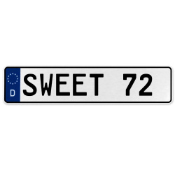 SWEET 72  - White Aluminum Street Sign Mancave Euro Plate Name Door Sign Wall