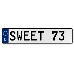 SWEET 73  - White Aluminum Street Sign Mancave Euro Plate Name Door Sign Wall