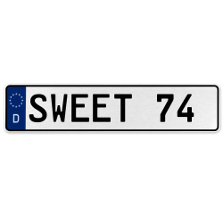SWEET 74  - White Aluminum Street Sign Mancave Euro Plate Name Door Sign Wall